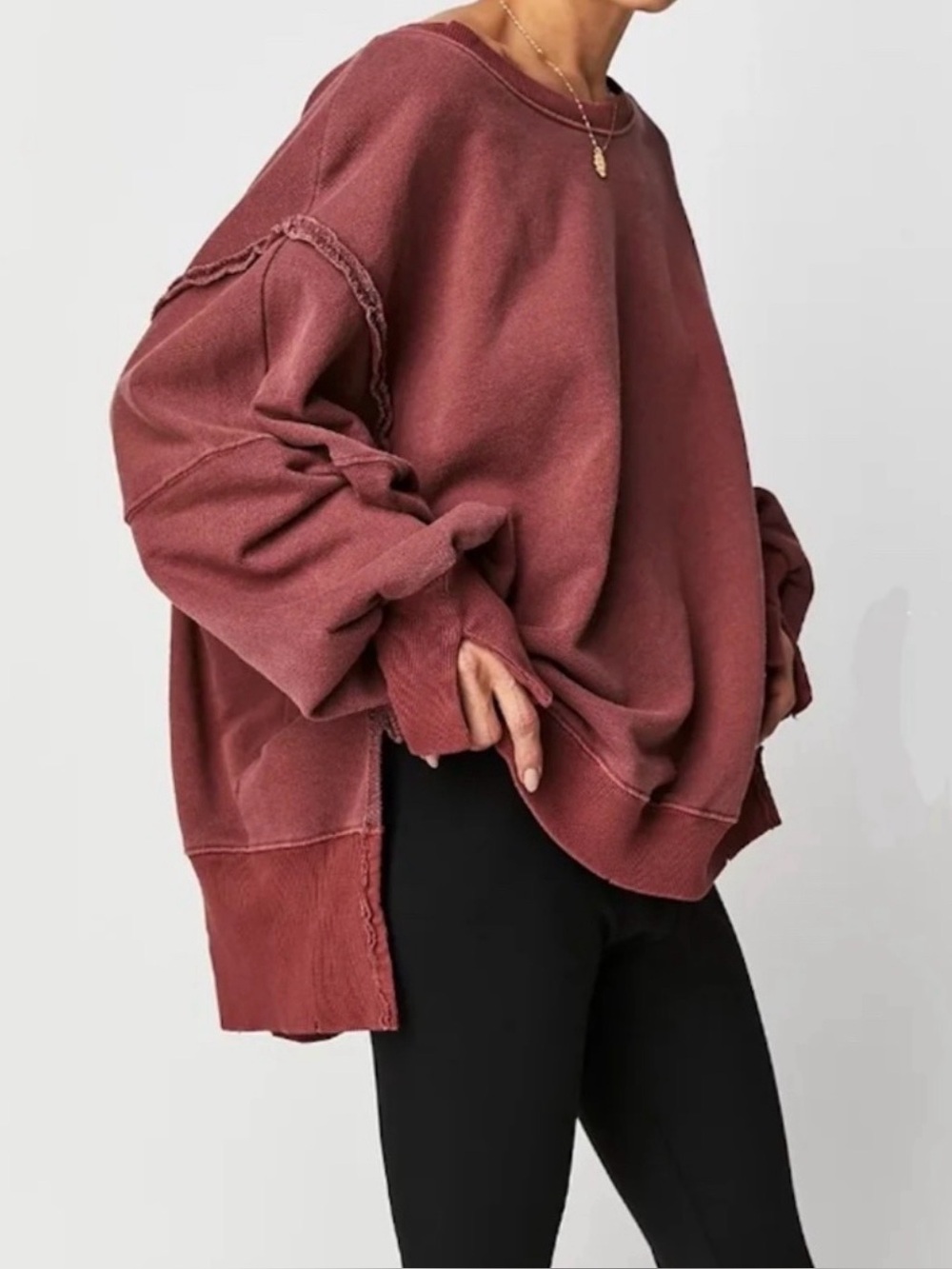 Free People Camden Russet Acorn Oversized Pullover Sweatshirt - XS